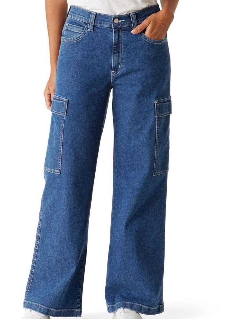 NEW 🆕 Levi's Strauss Sigbature Indigo Blue Cargo Wide-Leg Jeans - Picture 4 of 4